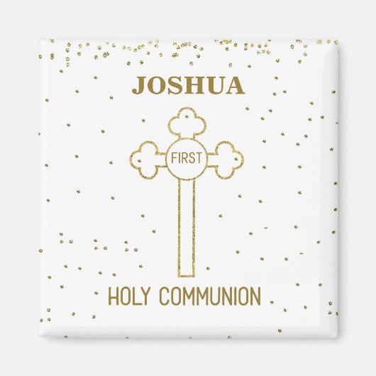 Individuelle Name Erste heilige Kommunion Gold Loo Magnet (Vorne)