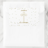 Individuelle Name Erste heilige Kommunion Gold Loo Rechteckiger Aufkleber (Tasche)