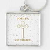 Individuelle Name Erste heilige Kommunion Gold Loo Schlüsselanhänger (Vorne)