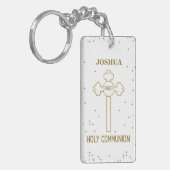 Individuelle Name Erste heilige Kommunion Gold Loo Schlüsselanhänger (Vorderseite links)