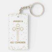 Individuelle Name Erste heilige Kommunion Gold Loo Schlüsselanhänger (Rückseite)