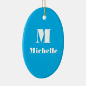 Individuelle Name Erstfarbiges Blau Keramik Ornament (Rechts)