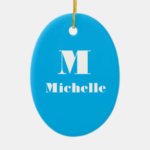 Individuelle Name Erstfarbiges Blau Keramik Ornament