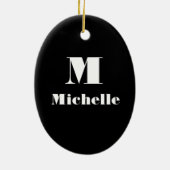 Individuelle Name Erstfarbiges Schwarz Keramik Ornament (Hinten)