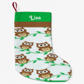 Individuelle Name Eulen gemustert Kleiner Weihnachtsstrumpf (Vorderseite)