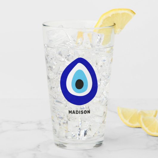 Individuelle Name Evil Eye Nazar Amulet Glas (Rückseite Ice)
