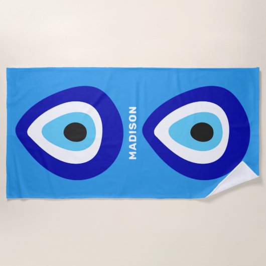 Individuelle Name Evil Eye Nazar Amulet Strandtuch (Vorderseite)