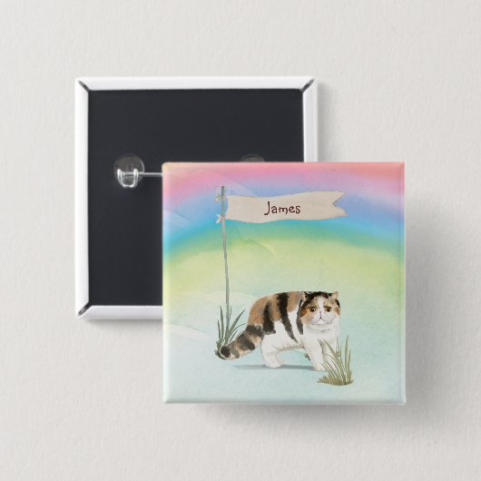 Individuelle Name Exotische Kurze Haarkatze Hausti Button (Vorne & Hinten)