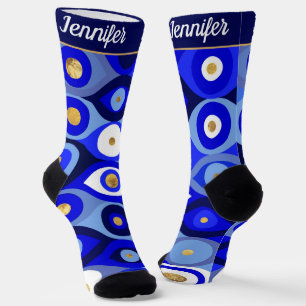 Individuelle Name Eye Muster Blues Socken