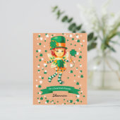 Individuelle Name Fairy Irish Girl St. Patrick's D Postkarte (Stehend Vorderseite)