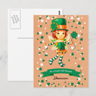 Individuelle Name Fairy Irish Girl St. Patrick's D Postkarte