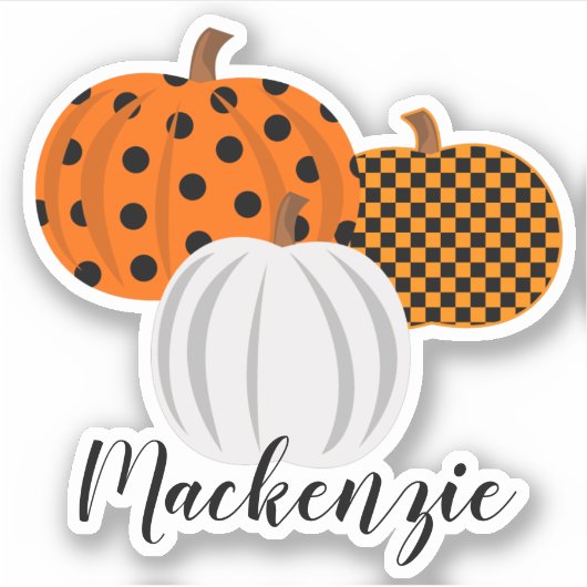 Individuelle Name Fall Pumpkins Aufkleber (Vorderseite)