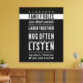 INDIVIDUELLE NAME FAMILY RULES Moderne Typografie  Leinwanddruck (Insitu (Wohnzimmer))