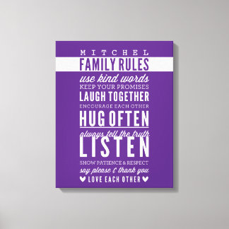 INDIVIDUELLE NAME FAMILY RULES Moderne Typografie Leinwanddruck