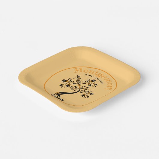 Individuelle Name Family Wiedersehen Trendy Orange Pappteller (Gewinkelt)