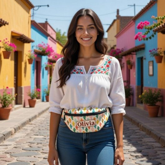 Individuelle Name Fanny Pack mit farbenfrohen Kakt Bauchtasche