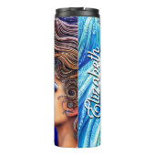 Individuelle Name Fantasy Ocean Wave Goddess Thermosbecher (Rückseite)