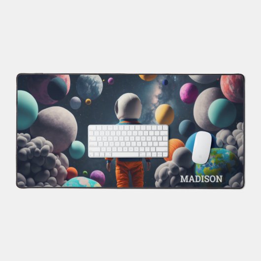 Individuelle Name Fantasy Space Kid Schreibtischunterlage (Tastatur & Maus)