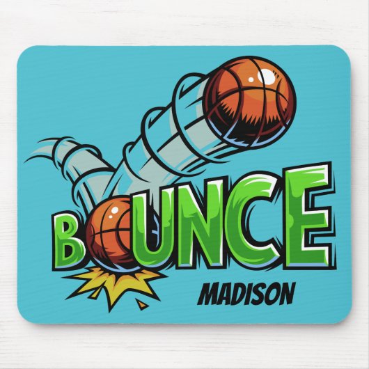 Individuelle Name & Farbe "Bounce" Basketballmouse Mousepad (Vorne)