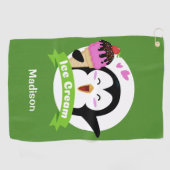Individuelle Name & Farbe Eiscreme Handtuch Pengui (Horizontal)