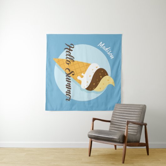 Individuelle Name & Farbe Eiscreme Wandteppich (Beispiel (Horizontal))