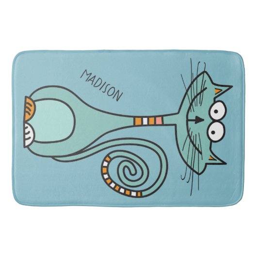 Individuelle Name & Farbe Funny Cat Badematten (Vorderseite)