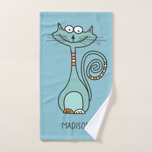 Individuelle Name & Farbe Funny Chat Handtuch Set (Handtuch)