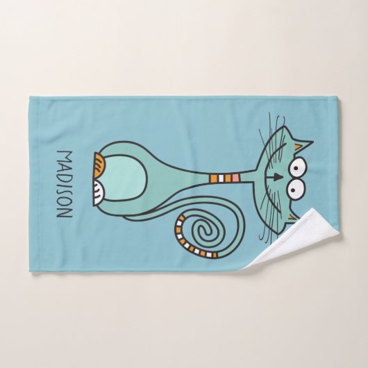 Individuelle Name & Farbe Funny Chat Handtuch Set (Handtuch)