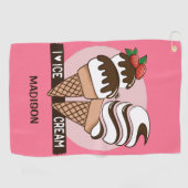 Individuelle Name & Farbe Ice Creme Lover Handtuch (Horizontal)