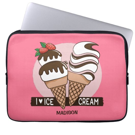 Individuelle Name & Farbe Ice Creme Lover Laptop-Ä Laptopschutzhülle (Vorderseite)