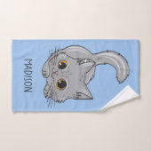 Individuelle Name & Farbe Niedlich Kätzchen Handtu Badhandtuch Set (Handtuch)