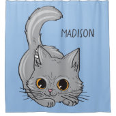 Individuelle Name & Farbe Niedlich Kitten Duschvor Duschvorhang (Vorderseite)
