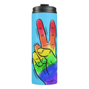 Individuelle Name & Farbe Rainbow Peace tumbler Thermosbecher