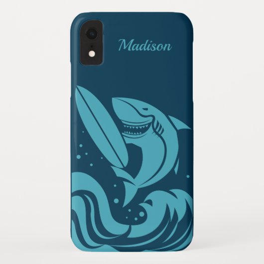 Individuelle Name & Farbe Surfer Hai Gehäuse Case-Mate iPhone Hülle (Rückseite)