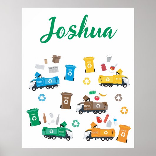 Individuelle Name Farbenfroh Recycelnd Garbage Tru Poster (Vorne)