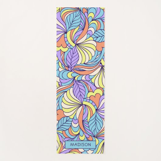 Individuelle Name Farbenfrohe Doodles reversibel Y Yogamatte (Vorderseite)