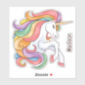 Individuelle Name Farbenfrohe Einhorn Aufkleber (Blatt)