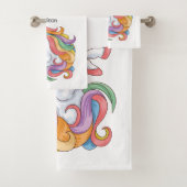 Individuelle Name Farbenfrohe Einhorn Badhandtuch Set (Insitu)