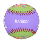 Individuelle Name Farbenfrohe Einhorn Baseball (Rückseite)