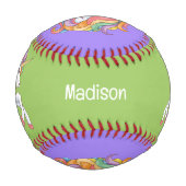 Individuelle Name Farbenfrohe Einhorn Baseball (Vorderseite)