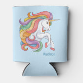 Individuelle Name Farbenfrohe Einhorn Dosenkühler (Vorderseite)