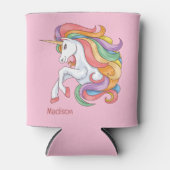 Individuelle Name Farbenfrohe Einhorn Dosenkühler (Vorderseite)