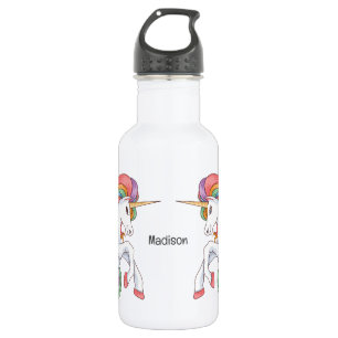Individuelle Name Farbenfrohe Einhorn Edelstahlflasche