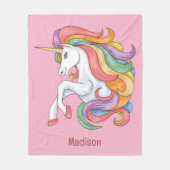 Individuelle Name Farbenfrohe Einhorn Fleecedecke (Vorderseite)