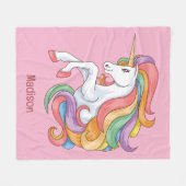 Individuelle Name Farbenfrohe Einhorn Fleecedecke (Vorderseite (Horizontal))