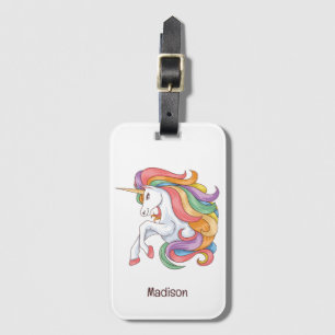 Individuelle Name Farbenfrohe Einhorn Gepäckanhänger