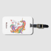 Individuelle Name Farbenfrohe Einhorn Gepäckanhänger (Vorderseite (Horizontal))