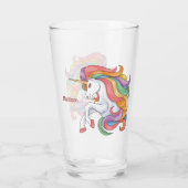 Individuelle Name Farbenfrohe Einhorn Glas (Rückseite)
