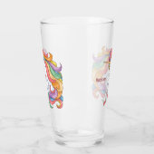 Individuelle Name Farbenfrohe Einhorn Glas (Links)