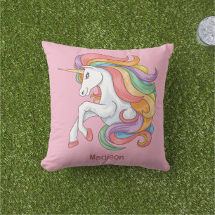 Individuelle Name Farbenfrohe Einhorn Kissen